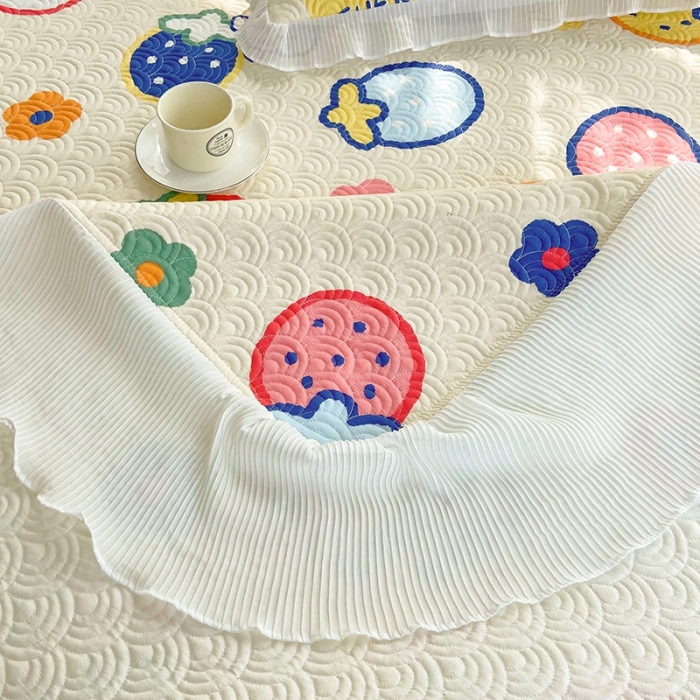 91家纺网 家纺一手货源 找家纺 鑫钰 2023全棉印花床盖三件套 奶油草莓-米