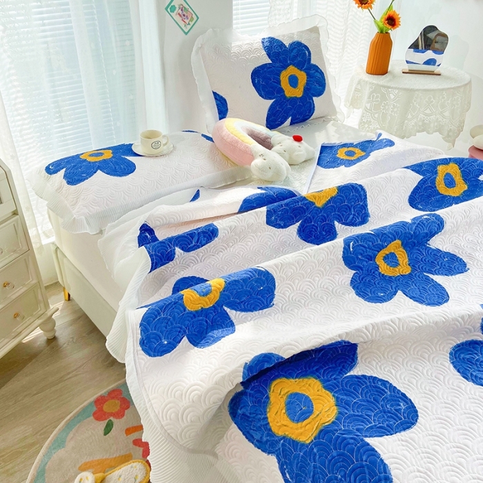 91家纺网 家纺一手货源 找家纺 鑫钰 2023全棉印花床盖三件套 奈思-兰