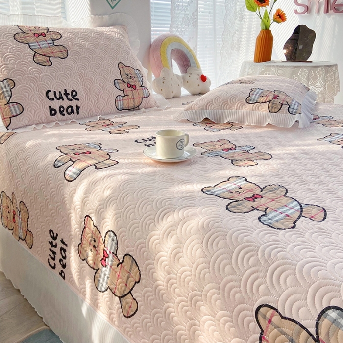 91家纺网 家纺一手货源 找家纺 鑫钰 2023全棉印花床盖三件套 淘气熊-米