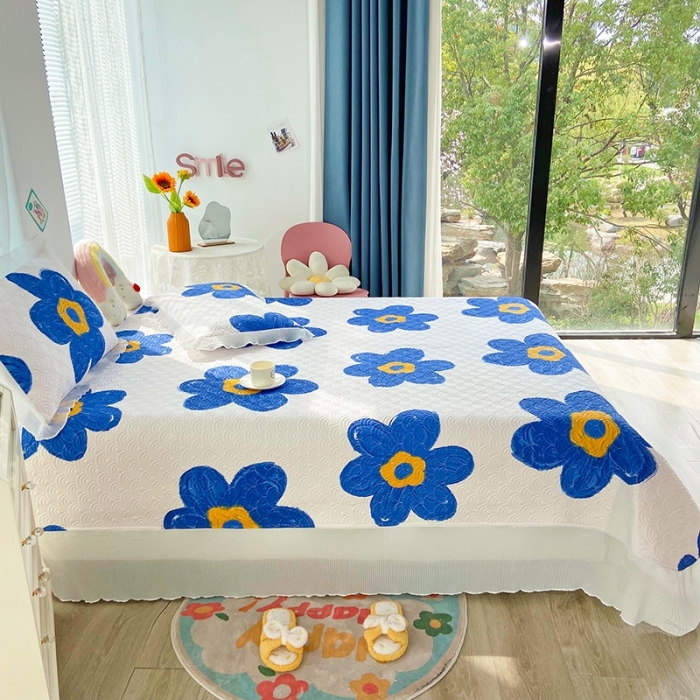 91家纺网 家纺一手货源 找家纺 鑫钰 2023全棉印花床盖三件套 奈思-兰