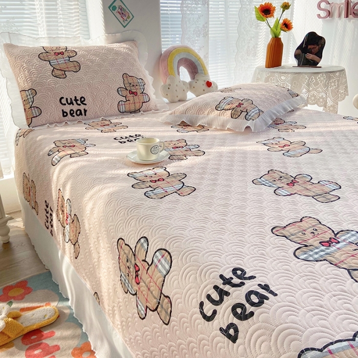 91家纺网 家纺一手货源 找家纺 鑫钰 2023全棉印花床盖三件套 淘气熊-米