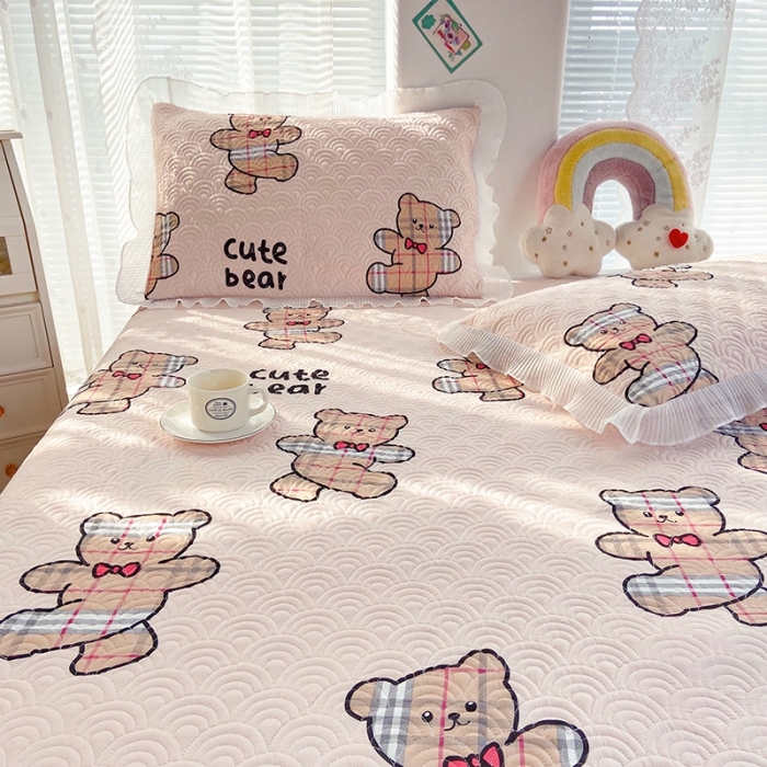 91家纺网 家纺一手货源 找家纺 鑫钰 2023全棉印花床盖三件套 淘气熊-米