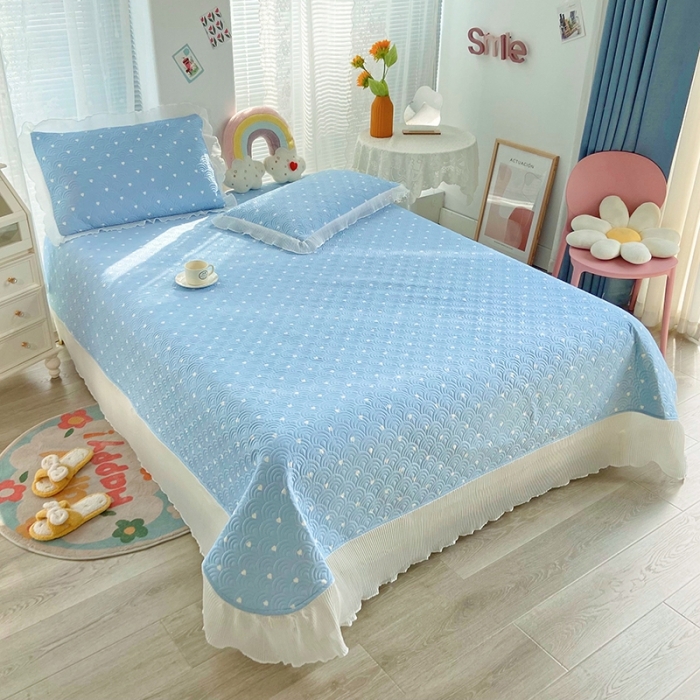 91家纺网 家纺一手货源 找家纺 鑫钰 2023全棉印花床盖三件套 小爱心