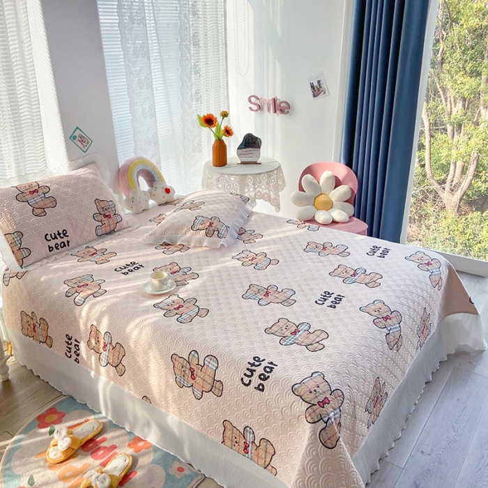 91家纺网 家纺一手货源 找家纺 鑫钰 2023全棉印花床盖三件套 淘气熊-米