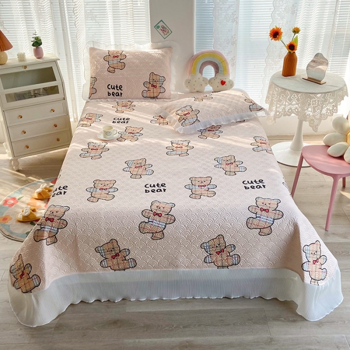 91家纺网 家纺一手货源 找家纺 鑫钰 2023全棉印花床盖三件套 淘气熊-米