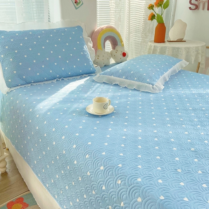 91家纺网 家纺一手货源 找家纺 鑫钰 2023全棉印花床盖三件套 小爱心