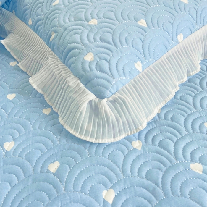 91家纺网 家纺一手货源 找家纺 鑫钰 2023全棉印花床盖三件套 小爱心