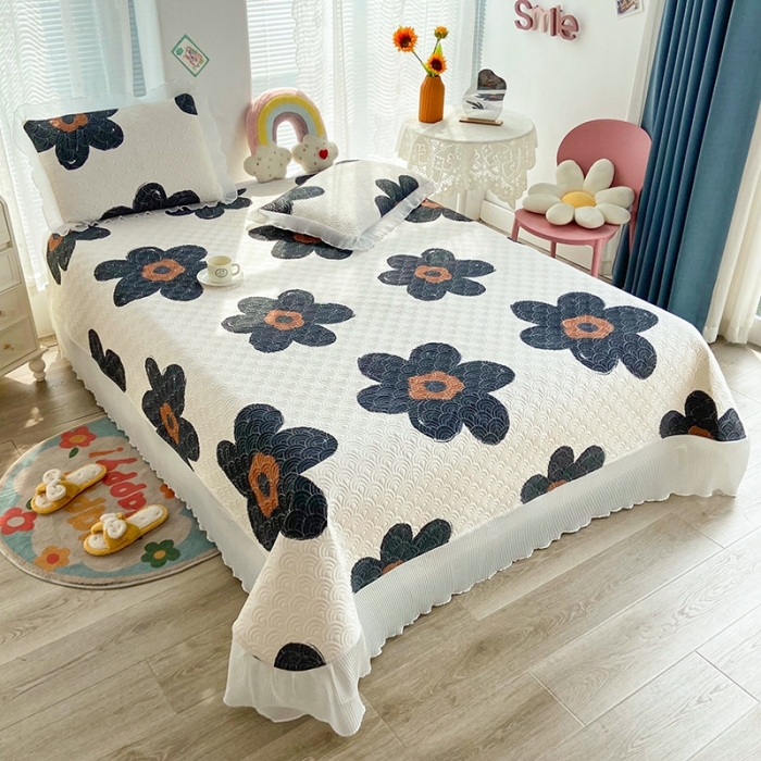 91家纺网 家纺一手货源 找家纺 鑫钰 2023全棉印花床盖三件套 奈思-黑