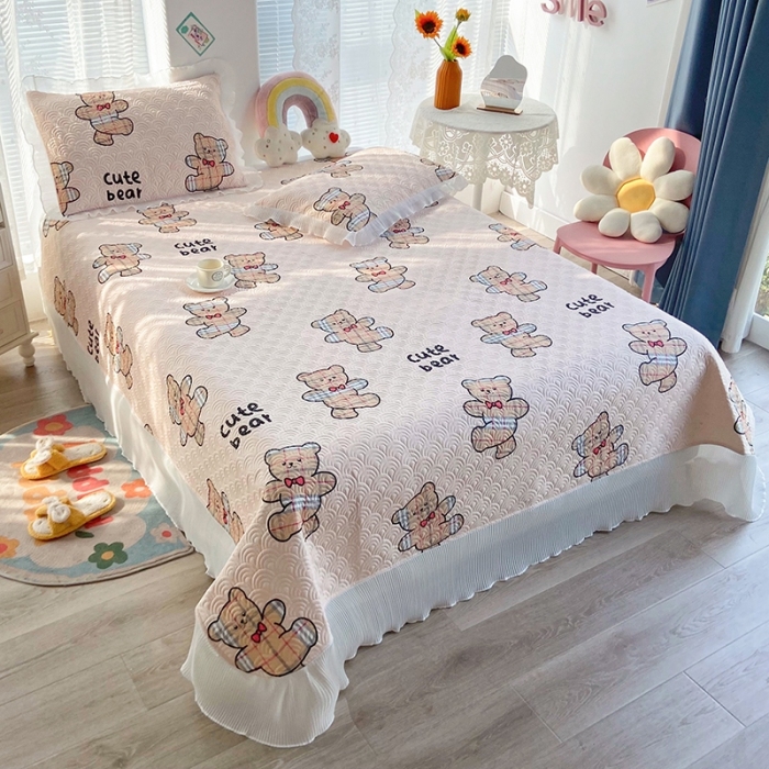 91家纺网 家纺一手货源 找家纺 鑫钰 2023全棉印花床盖三件套 淘气熊-米