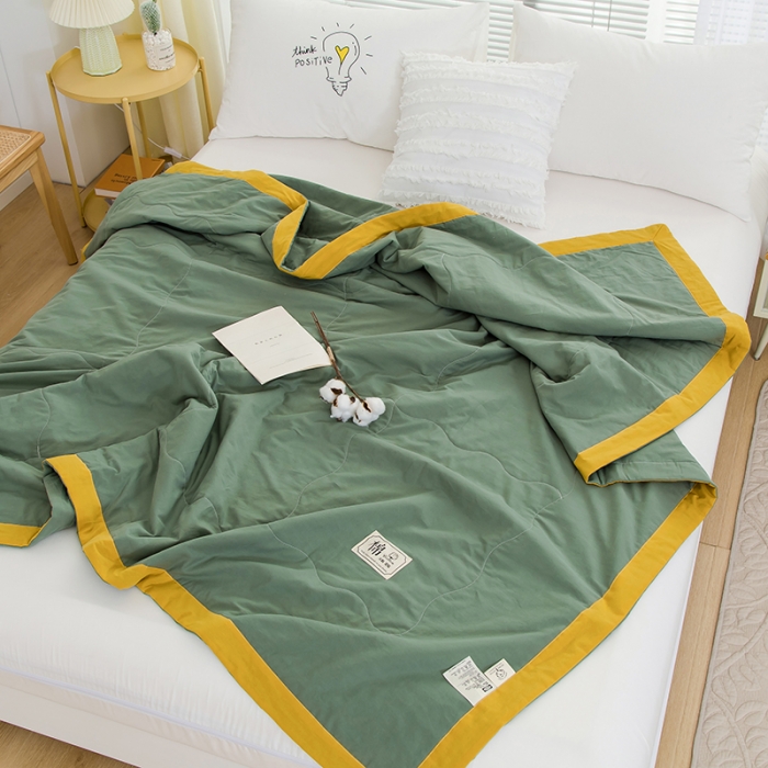91家纺网 家纺一手货源 找家纺 芯恋 2025新款（里外全棉）A类素色水洗棉棉花夏被夏凉被 橄榄绿