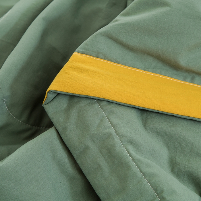 91家纺网 家纺一手货源 找家纺 芯恋 2025新款（里外全棉）A类素色水洗棉棉花夏被夏凉被 橄榄绿