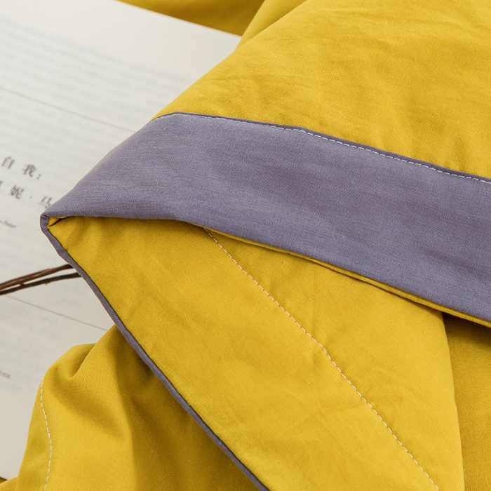 91家纺网 家纺一手货源 找家纺 芯恋 2025新款（里外全棉）A类素色水洗棉棉花夏被夏凉被 姜黄色