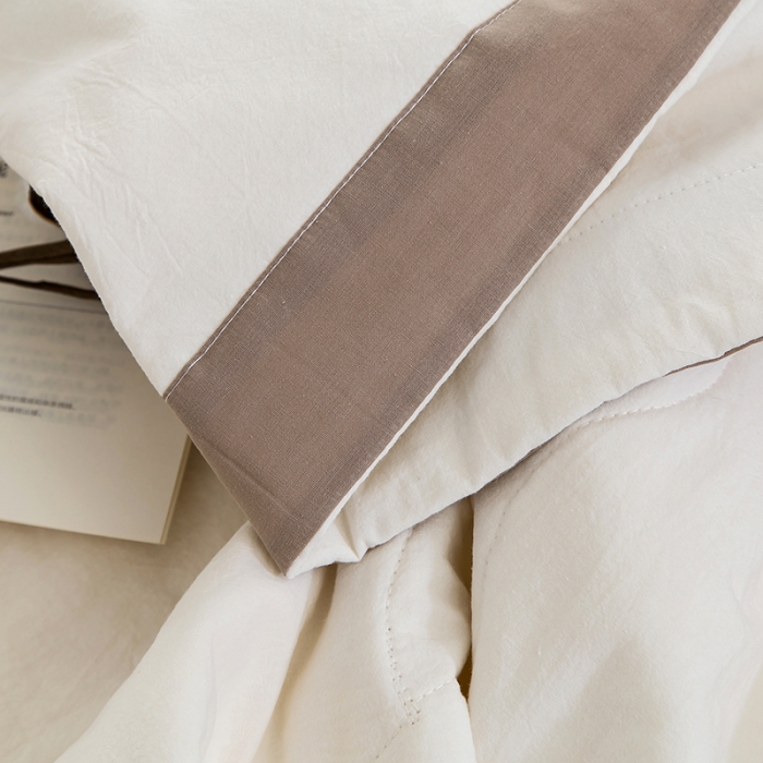 91家纺网 家纺一手货源 找家纺 芯恋 2025新款（里外全棉）A类素色水洗棉棉花夏被夏凉被 米白色