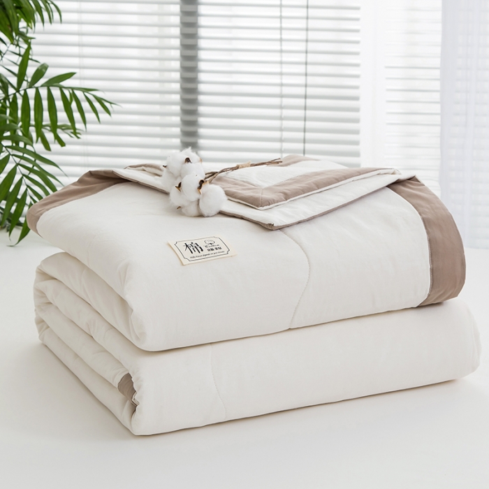 91家纺网 家纺一手货源 找家纺 芯恋 2025新款（里外全棉）A类素色水洗棉棉花夏被夏凉被 米白色