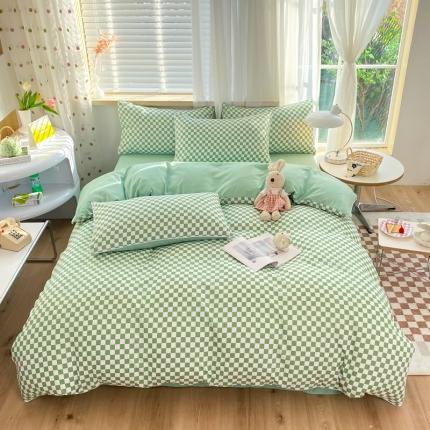 91家纺网 家纺一手货源 找家纺 总大米家居24新款双面用磨毛水洗棉小雏菊雪纺花边海岛棉四件套