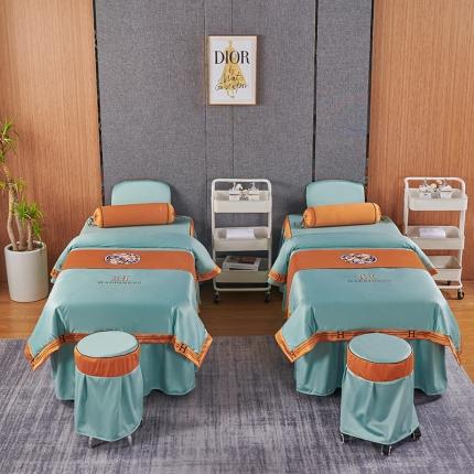 91家纺网 家纺一手货源 找家纺 不打烊家纺 2022欧洲尼美容床罩系列套件 春意盎然-浅绿色