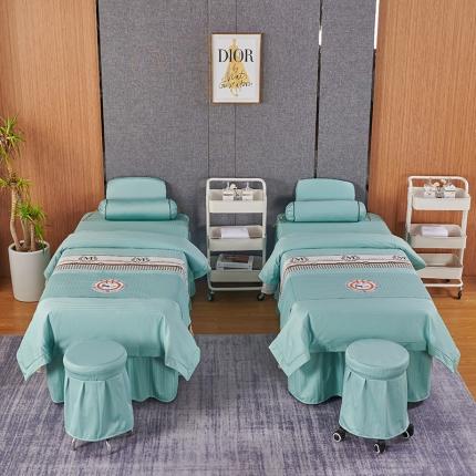 91家纺网 家纺一手货源 找家纺 不打烊家纺2022新款焕彩尼美容床罩系列套件如约而至-浅绿色