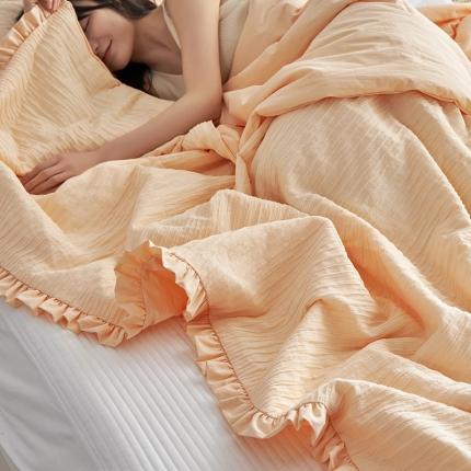 91家纺网 家纺一手货源 找家纺 风向标 2022新款全棉水洗皱皱纱夏被 浅橘