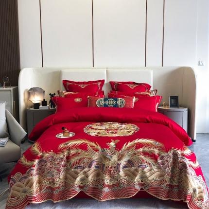 91家纺网 家纺一手货源 找家纺 （总）馨蕊家居 2022新款140S全棉长绒棉刺绣婚庆四件套