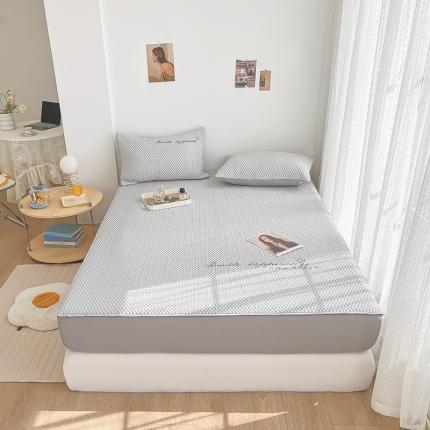 91家纺网 家纺一手货源 找家纺 川悦生活 2022新款A类冰豆豆凉席床笠款三件套 奶油灰