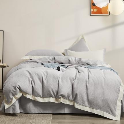 91家纺网 家纺一手货源 找家纺 总 名品优仓2023新款纯棉水洗棉三层纱提花四件套-环环相扣