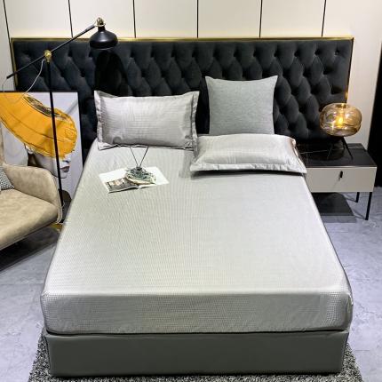 91家纺网 家纺一手货源 找家纺 （总）春寻2024直播爆款高克重提花千鸟格床笠冰丝凉席三件套夏天空调软席子可水洗