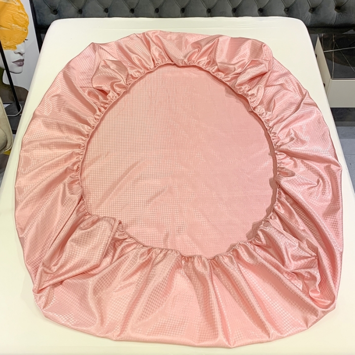 91家纺网 家纺一手货源 找家纺 春寻 2022新款千鸟格床笠款凉席三件套 千鸟格-粉豆沙