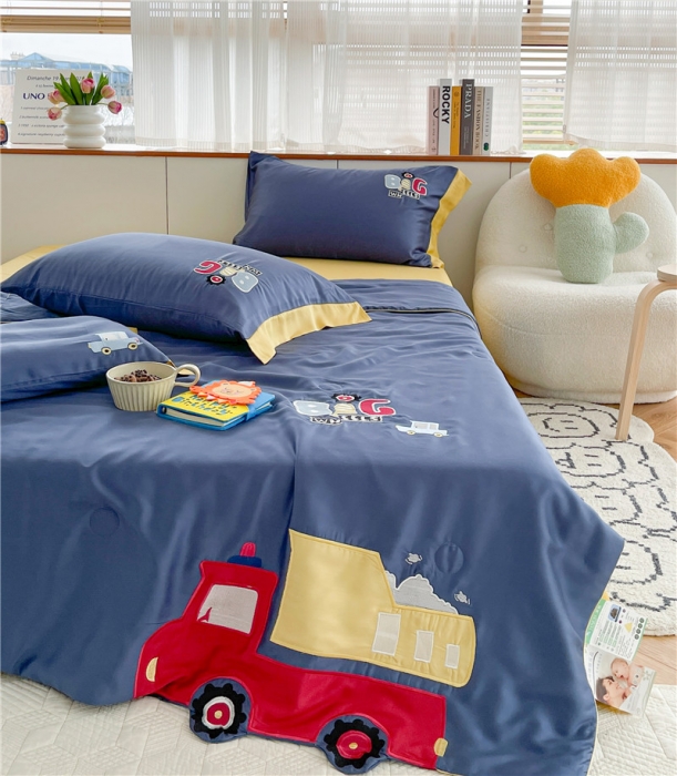 91家纺网 家纺一手货源 找家纺 星野 2022新款80s奥地利天丝夏被-工程车