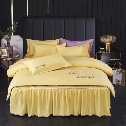 91家纺网 家纺一手货源 找家纺 柔享家（原芷澜家纺） 2025新款纯色绣花床裙款四件套