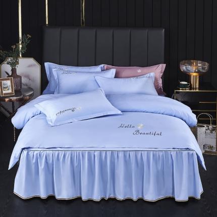 91家纺网 家纺一手货源 找家纺 柔享家（原芷澜家纺） 2025新款纯色绣花床裙款四件套