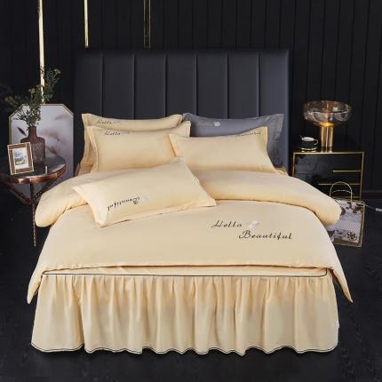 91家纺网 家纺一手货源 找家纺 柔享家（原芷澜家纺） 2025新款纯色绣花床裙款四件套