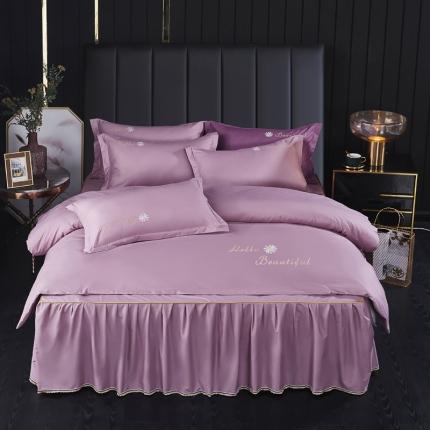 91家纺网 家纺一手货源 找家纺 柔享家（原芷澜家纺） 2025新款纯色绣花床裙款四件套