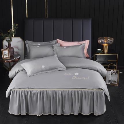 91家纺网 家纺一手货源 找家纺 柔享家（原芷澜家纺） 2025新款纯色绣花床裙款四件套