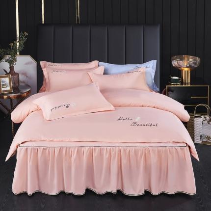 91家纺网 家纺一手货源 找家纺 柔享家（原芷澜家纺） 2025新款纯色绣花床裙款四件套