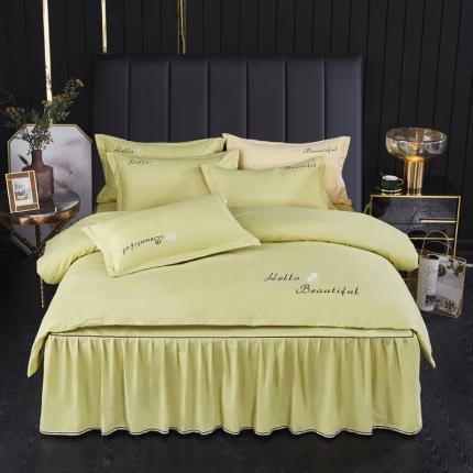 91家纺网 家纺一手货源 找家纺 柔享家（原芷澜家纺） 2025新款纯色绣花床裙款四件套