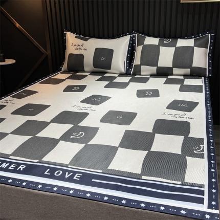 91家纺网 家纺一手货源 找家纺 （总）宅部落2022新款印花冰藤席三件套仲夏之恋系列