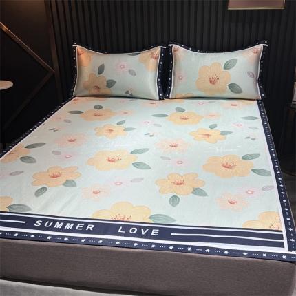 91家纺网 家纺一手货源 找家纺 （总）宅部落2022新款印花冰藤席三件套仲夏之恋系列