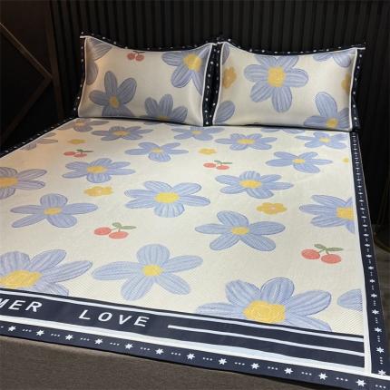 91家纺网 家纺一手货源 找家纺 （总）宅部落2022新款印花冰藤席三件套仲夏之恋系列