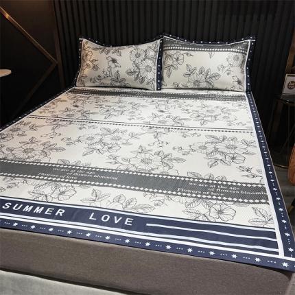 91家纺网 家纺一手货源 找家纺 （总）宅部落2022新款印花冰藤席三件套仲夏之恋系列