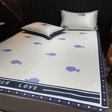 91家纺网 家纺一手货源 找家纺 （总）宅部落2022新款印花冰藤席三件套仲夏之恋系列