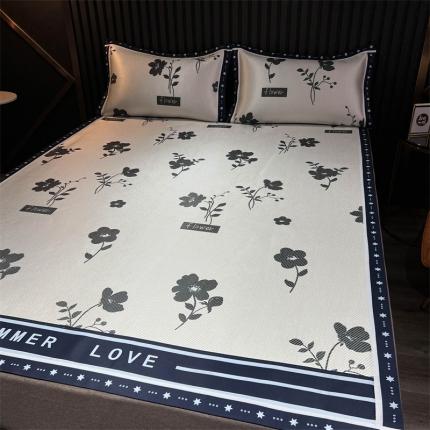 91家纺网 家纺一手货源 找家纺 （总）宅部落2022新款印花冰藤席三件套仲夏之恋系列