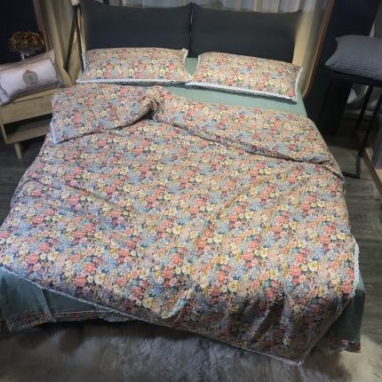 91家纺网 家纺一手货源 找家纺 玖玖爱 2022新款水洗棉印花四件套 花漾