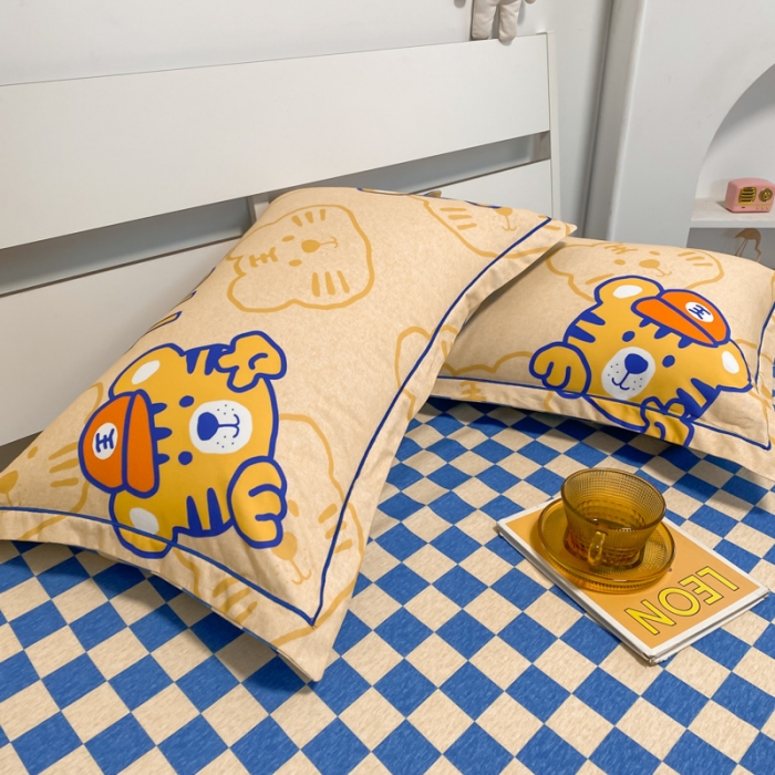 91家纺网 家纺一手货源 找家纺 金爱家 2021新款纯棉磨毛小清新四件套小老虎