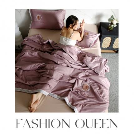 91家纺网 家纺一手货源 找家纺 梦镜 2025新款水洗冰丝空调夏凉被夏被四件套 居里夫人-紫