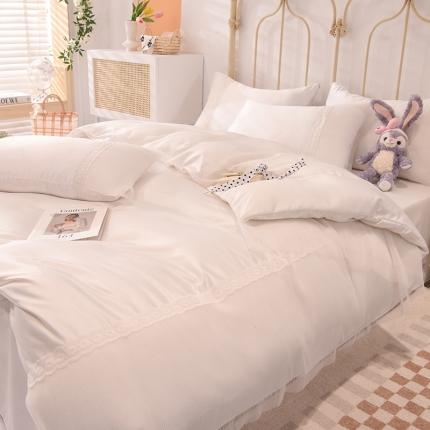 91家纺网 家纺一手货源 找家纺 花香四季 2023新款水洗真丝四件套-甜心 牛奶白