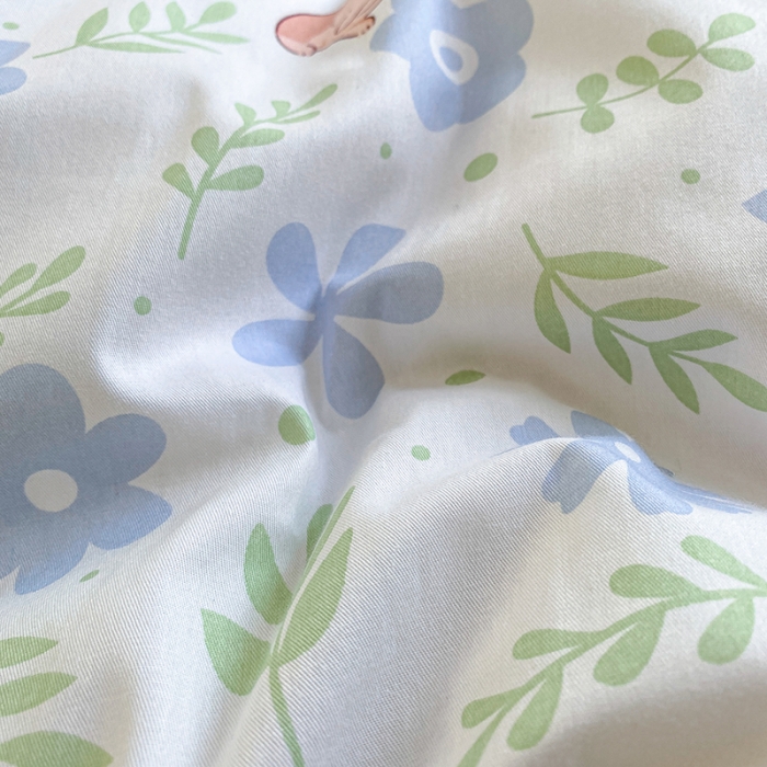 91家纺网 家纺一手货源 找家纺 琪格格 2022新款13372全棉印花四件套 田园兔