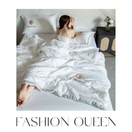 91家纺网 家纺一手货源 找家纺 (总)梦镜2025新款水洗冰丝空调夏凉被夏被四件套-居里夫人