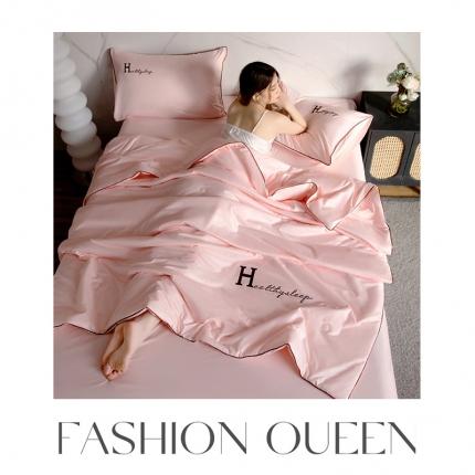 91家纺网 家纺一手货源 找家纺 (总)梦镜 2025新款水洗冰丝空调夏凉被夏被四件套-轻奢H