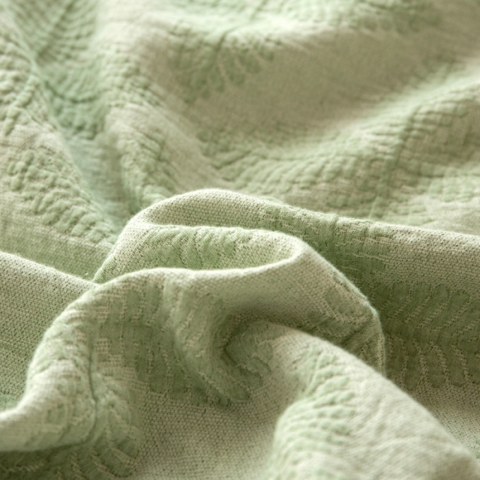 91家纺网 家纺一手货源 找家纺 安莱生活 2022新款全棉双层纱蝴蝶结四件套 四叶草-草绿