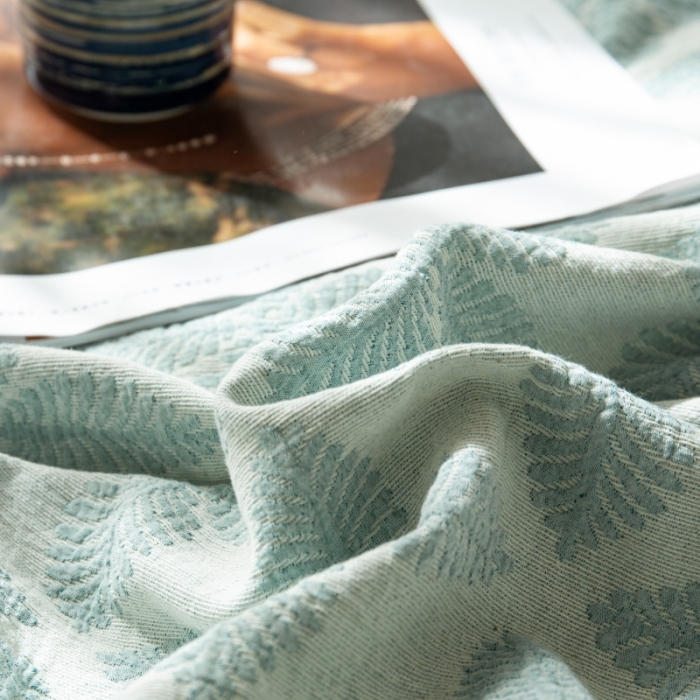 91家纺网 家纺一手货源 找家纺 安莱生活 2022新款全棉双层纱蝴蝶结四件套 四叶草-蓝青